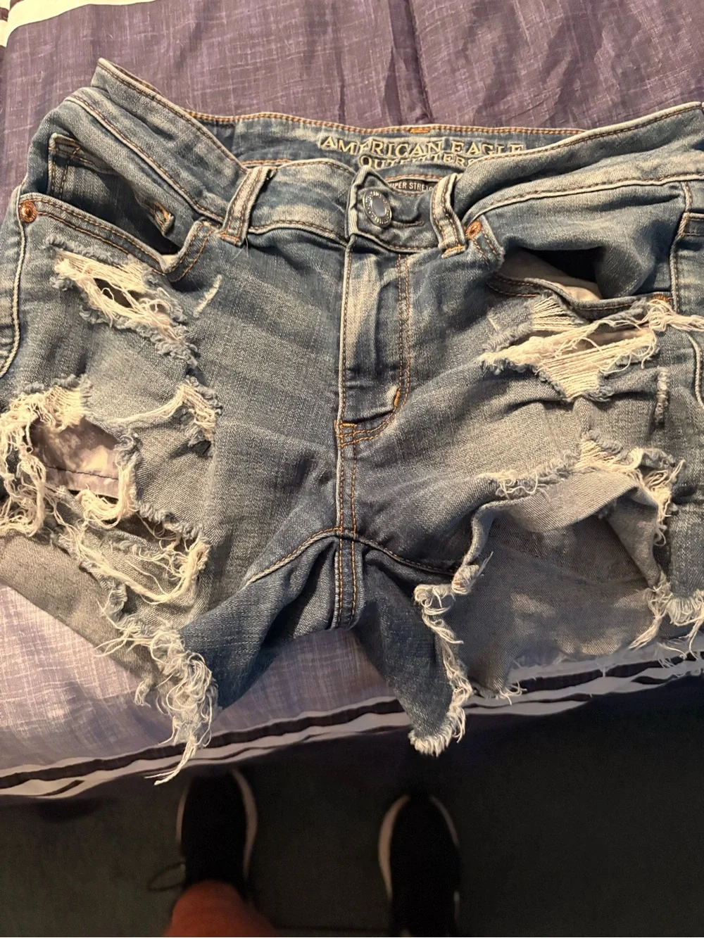 American Eagle Outfitters Light Wash Distressed Denim Cutoff Shorts
